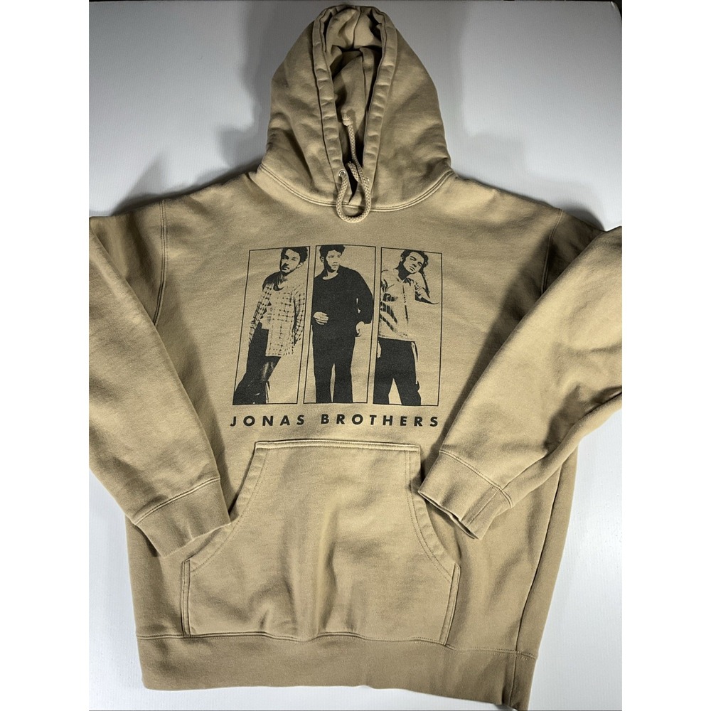Jonas Brothers 2023 Tour Hoodie Sweatshirt Size Large Tan